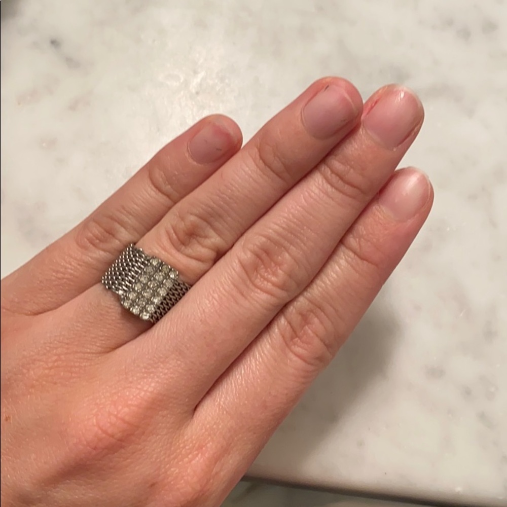 Silver Mesh Rhinestone Ring - Picture 3 of 4